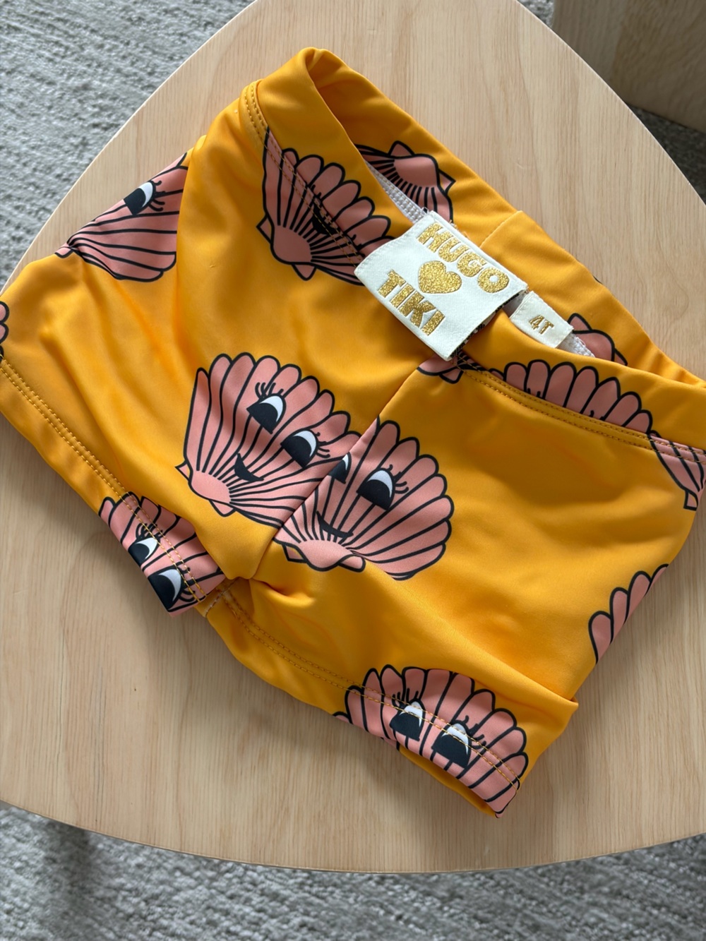 Hugo Loves Tiki Yellow Shell Print Swim Shorts Trunks
